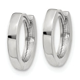 10K White Gold Polished Hinged Hoop Earrings with Rhodium Finish